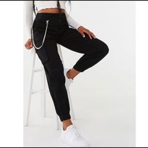 Forever 21 Black Cargo Jogger Pants
